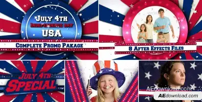 July 4th USA Patriotic Broadcast Promo Pack Video Displays template preview