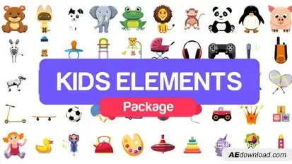 Kids Elements Package Video Displays template preview