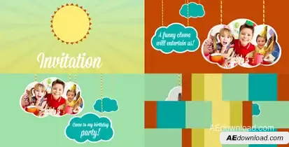 Kids Intro Clouds on Ropes Video Displays template preview