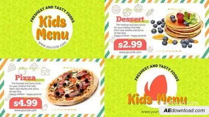 Kids Menu Video Displays template preview