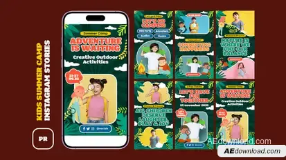 Kids Summer Camp Instagram Stories MOGRT Premiere Pro template preview