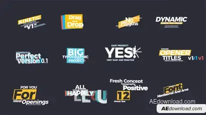 Kinetic Text Animation Video Displays template preview