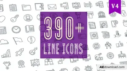 Line Icons Pack 390 Animated Icons Video Displays template preview