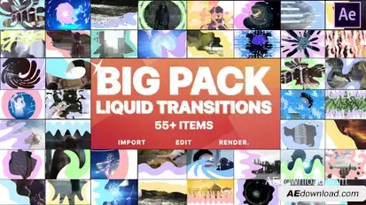 Liquid Transitions Big Pack | After Effects Video Displays template preview