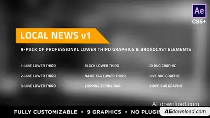 Local News Elements Lower Third Package Video Displays template preview