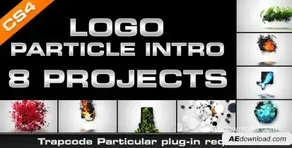 Logo Particle Intro (8in1) Video Displays template preview