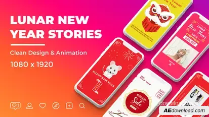 Lunar New Year Instagram Stories Video Displays template preview