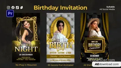Luxury Birthday Instagram Reels Premiere Pro template preview