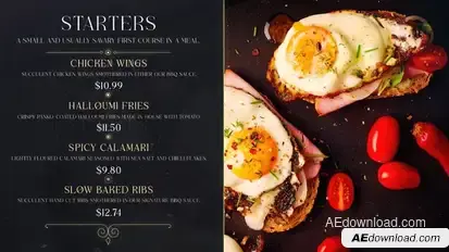 Luxury Restaurant Menu Slides Video Displays template preview