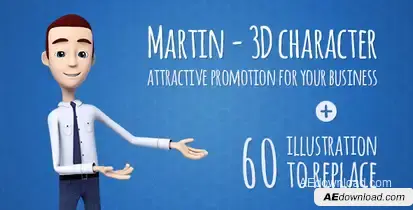 Martin 3D Character - Man Presenter/Manager Product Promotion Video Displays template preview