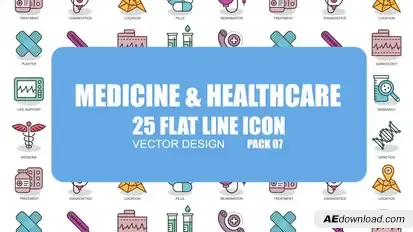 Medicine And Healthcare - Flat Animation Icons Video Displays template preview