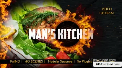 Men's Kitchen Menu Video Displays template preview