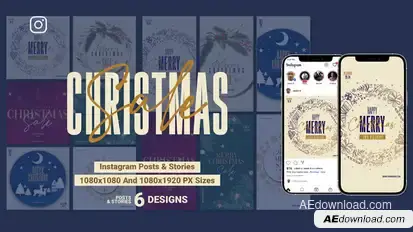 Merry Christmas Sale Instagram Ad B199 Video Displays template preview