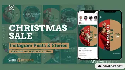 Merry Christmas Sale Instagram Ad B209 Video Displays template preview