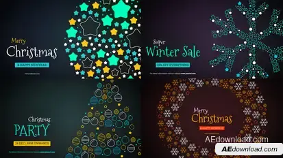 Merry Christmas Text Reveal Video Displays template preview