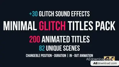 Minimal Glitch Titles Pack + 30 Glitch Sound Effects Video Displays template preview
