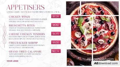 Minimal Restaurant Menu Video Displays template preview