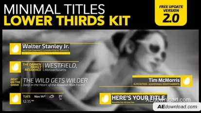 Minimal Titles Lower Thirds Kit Video Displays template preview