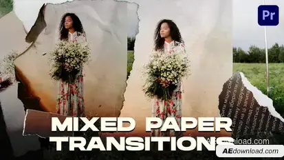 Mixed Paper Transitions Premiere Pro template preview