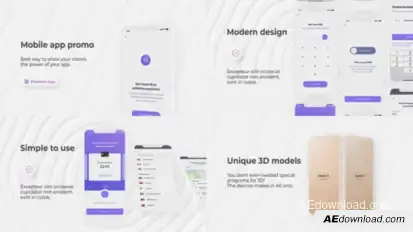 Mobile App Promo Pack – 3D Phone Mockups, UI Screens, App Presentation and Logo Reveal Video Displays template preview