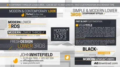 Modern And Simple Lower Thirds Package Video Displays template preview