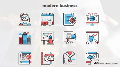 Modern Business – Thin Line Icons Video Displays template preview