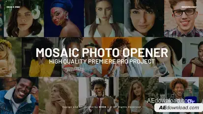 Mosaic Logo Opener Premiere Pro template preview