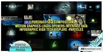 Motion Graphics Displays And Particles Bundle Pack Video Displays template preview