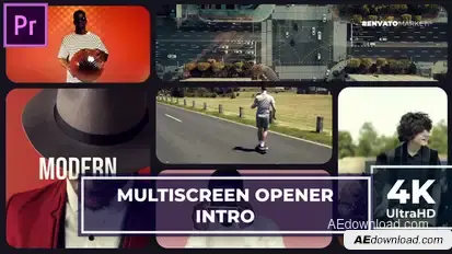 Multiscreen Opener Intro | Split Collage Slideshow | MOGRT Premiere Pro template preview