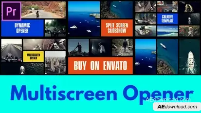 Multiscreen Slideshow | Typography Intro | Split Screen Opener MOGRT for Premier Pro Premiere Pro template preview