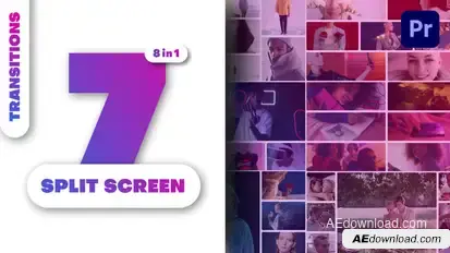 Multiscreen Transitions - 7 Split Screen Premiere Pro template preview
