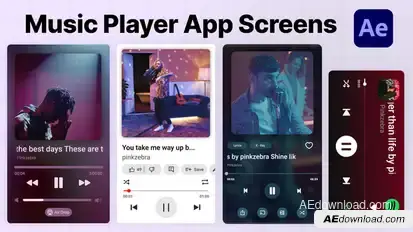 Music Player App Screens Elements template preview