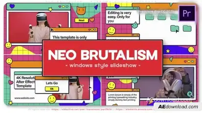 Neo Brutalism - Windows Style Slideshow Premiere Pro template preview