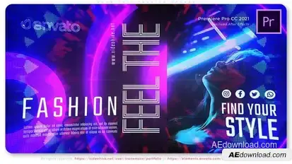 Neon Chic Fashion Opener Premiere Pro template preview