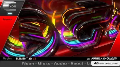 Neon Glass Audio React Logo Video Displays template preview