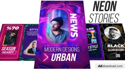 Neon Instagram Stories Video Displays template preview