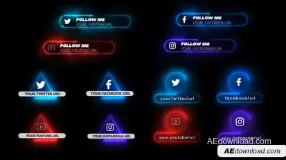 Neon Social Media Lower Thirds Video Displays template preview
