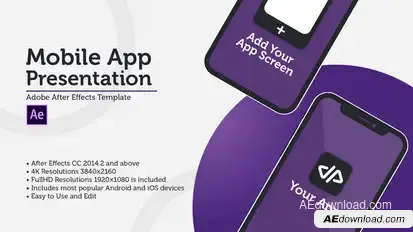 New Mobile App Presentation - iOS & Android Video Displays template preview