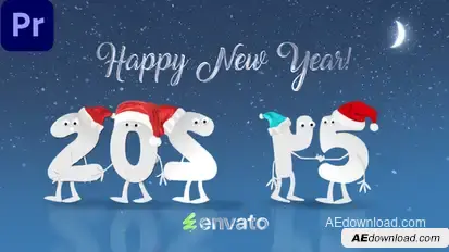 New Year Cartoon 2025 | MOGRT Premiere Pro template preview