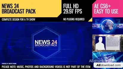 News 24 (Broadcast Pack) Video Displays template preview