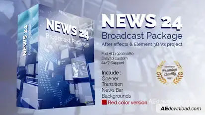 News 24 Broadcast Package Video Displays template preview