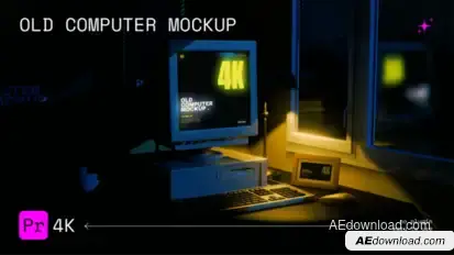 Old Computer Mockup Night Version Premiere Pro template preview