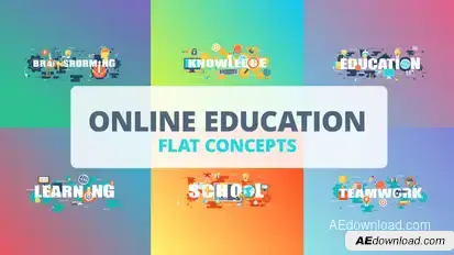 Online Education - Typography Flat Concept Video Displays template preview