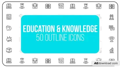 Online Education and Knowledge - 50 Thin Line Icons Video Displays template preview