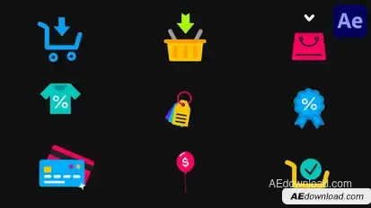 Online Shopping Animated Icons for After Effects Elements template preview