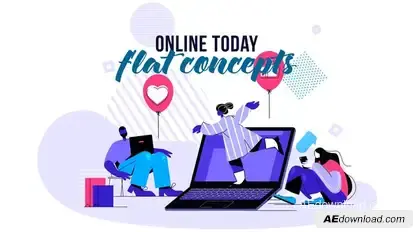 Online Today - Flat Concept Video Displays template preview