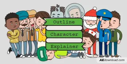 Outline Character Explainer Toolkit Video Displays template preview