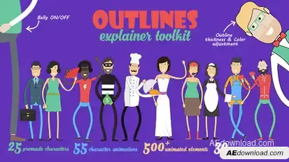 Outlines Explainer Toolkit Video Displays template preview