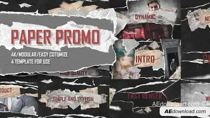 Paper Promo/ Stomp Typography/ Torn Newspaper Promotion/ Social Presentation Intro/ Drum Beat Rhythm Video Displays template preview