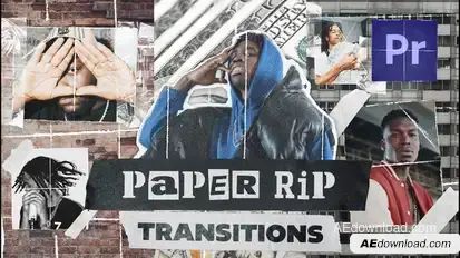 Paper Rip Transitions (Vertical) Premiere Pro template preview